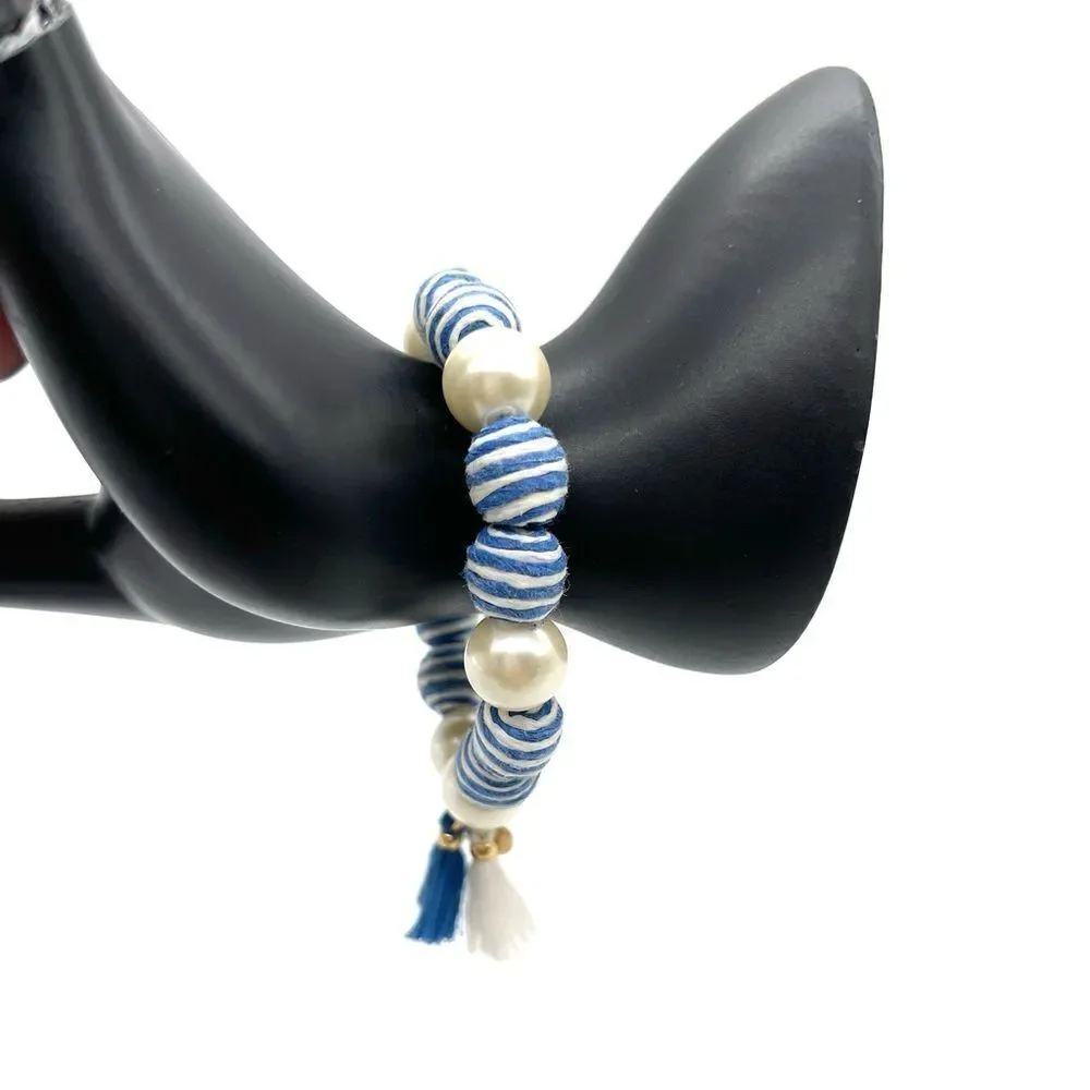 J.Crew Faux Pearls and Beads stretch Bracelet - Picture 2 of 3